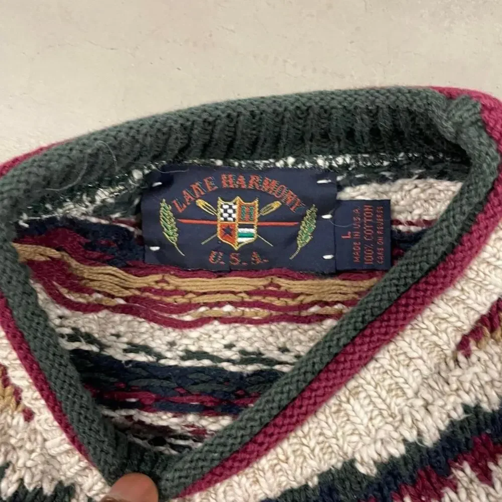 vintage y2k lake harmony striped sweater
